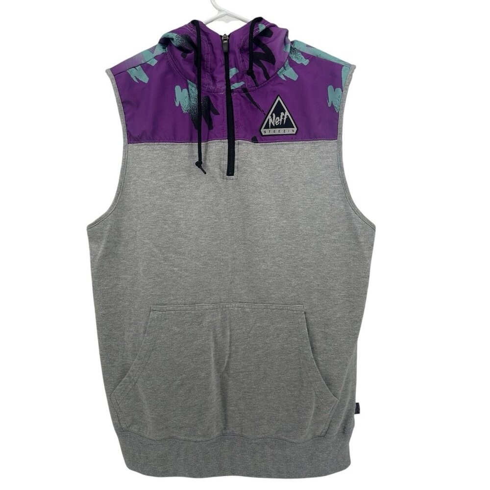 Neff Steezin Sleeveless Hoodie -S skateboarding -‎ Gray y2k